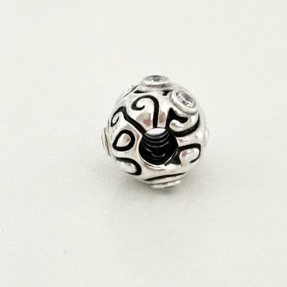 Pandora Sterling Large XL Rare Retired Clear CZ Day Dream Swirls Bead Charm - Picture 5 of 6
